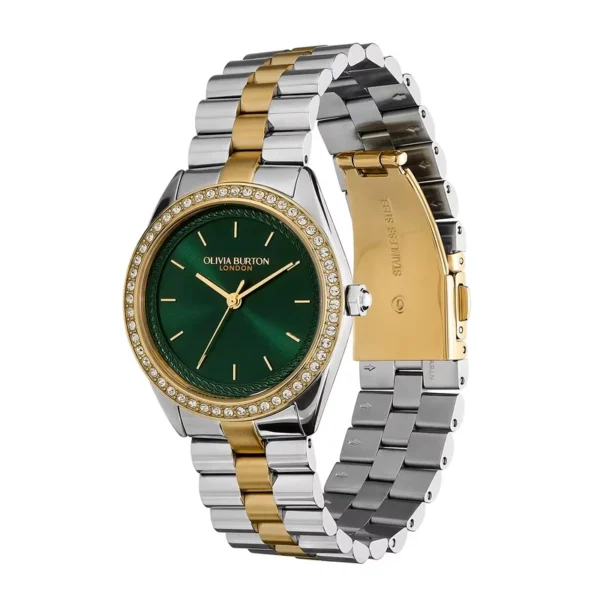 Đồng hồ nữ Olivia Burton Sports Luxe Bejewelled Forest Green & Two Tone Bracelet 34mm