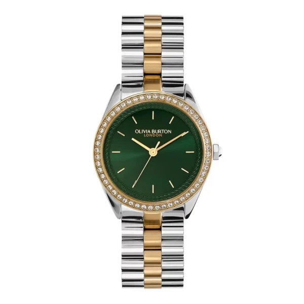 Đồng hồ nữ Olivia Burton Sports Luxe Bejewelled Forest Green & Two Tone Bracelet 34mm